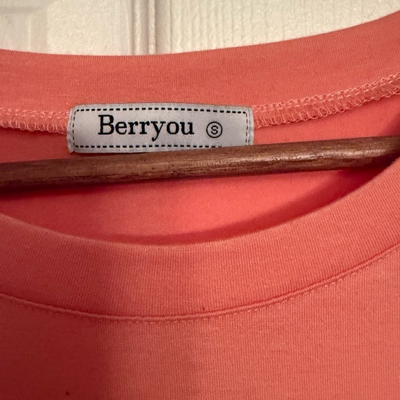 Coral Berryou small Short Sleeve Ruffle Hem Dress Anthropologie $68 - Picture 2 of 3